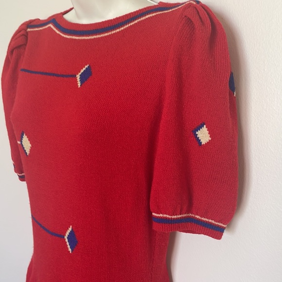 ADOLFO NEW YORK Vintage Knit geo patterned dress - Picture 2 of 9